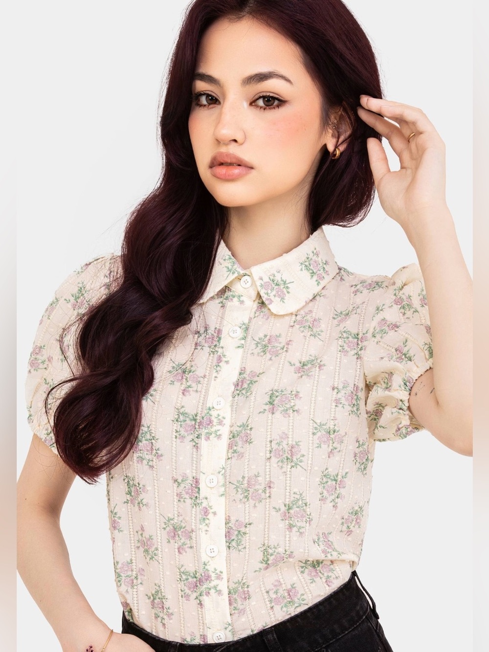 Disturbia Pleasance Cotton Puff Sleeve Blouse US 6 / UK 10